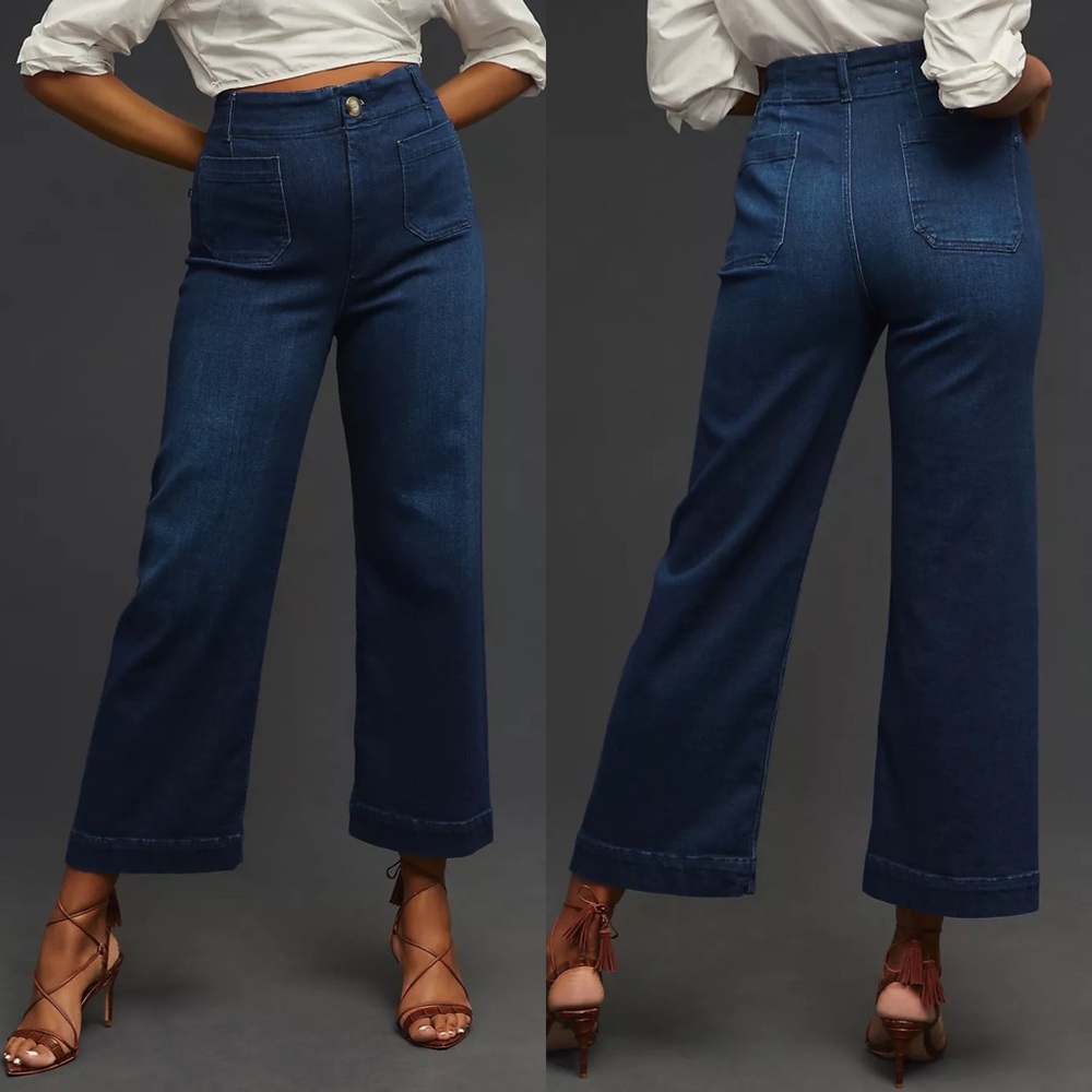 Anthropologie Dark Blue Flare & Wide Leg Jeans